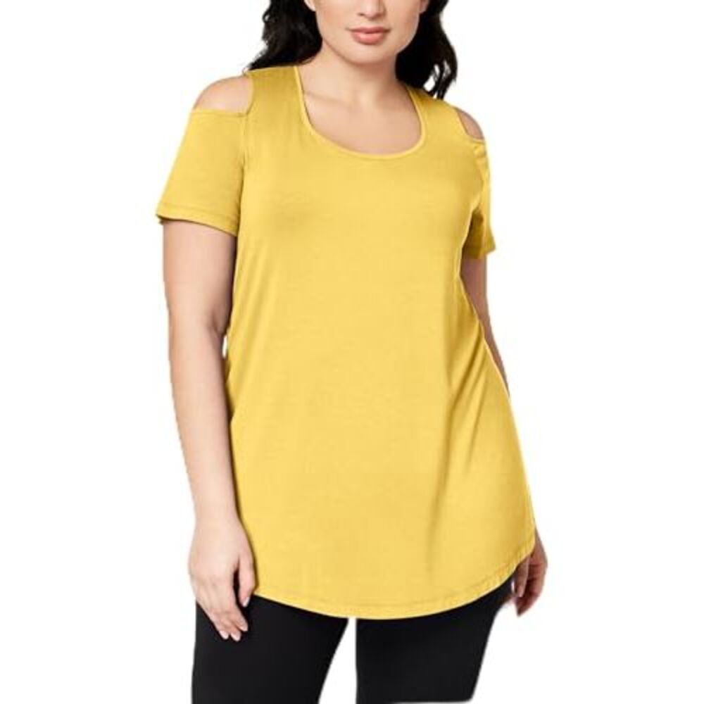 JM Collection Plus Size Cold-Shoulder Top - Picture 2 of 4